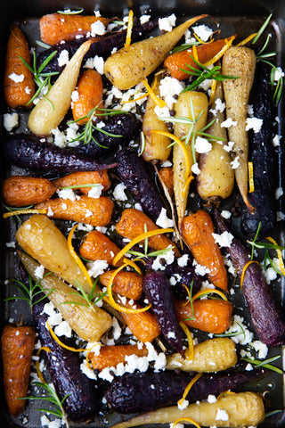 roasted carrots with rosemary and orange feta