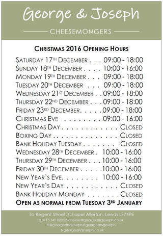 Christmas 2016 Opening Hours - Chapel Allerton