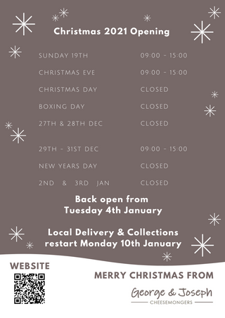 christmas opening hours george & joseph cheesemongers